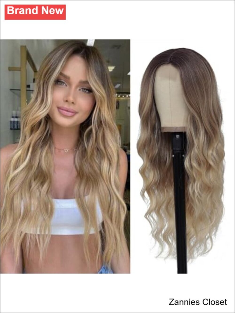 👻 26 Inch Long Wavy Curly Middle Part Wig with Lace Front and Wig Caps